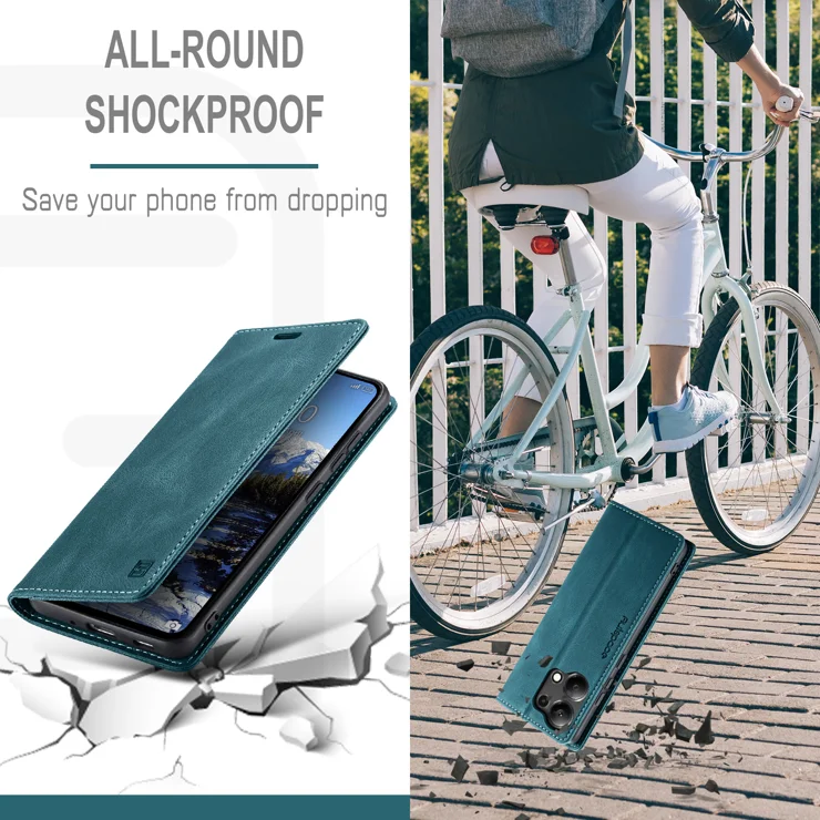 For Xiaomi Redmi Note 13 Pro 4G Wallet Case AUTSPACE A01 Leather Stand Cover with RFID Blocking Card Holder - Blue