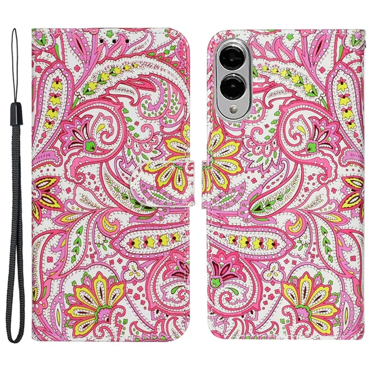 For Samsung Galaxy S25 Edge Case Pattern Leather Wallet Phone Cover with Card Holder - Flower