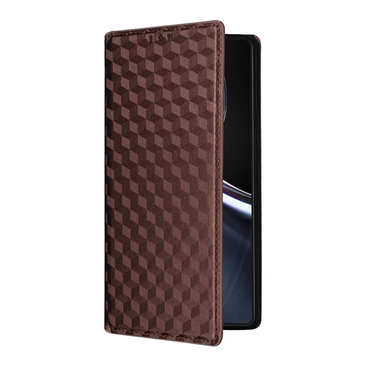 For Asus Zenfone 12 Ultra 5G Case Wallet Rhombus Imprinted Leather Phone Cover - Brown