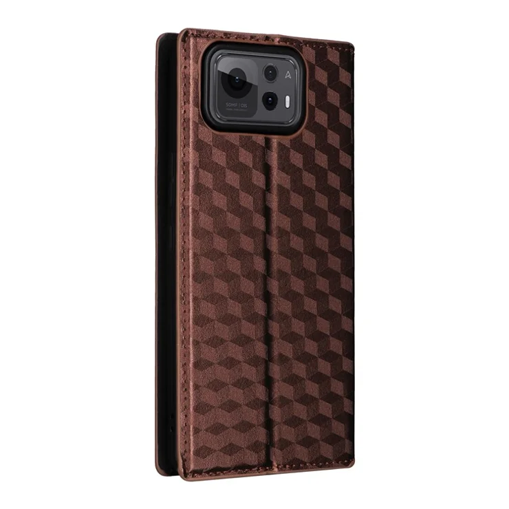 For Asus Zenfone 12 Ultra 5G Case Wallet Rhombus Imprinted Leather Phone Cover - Brown