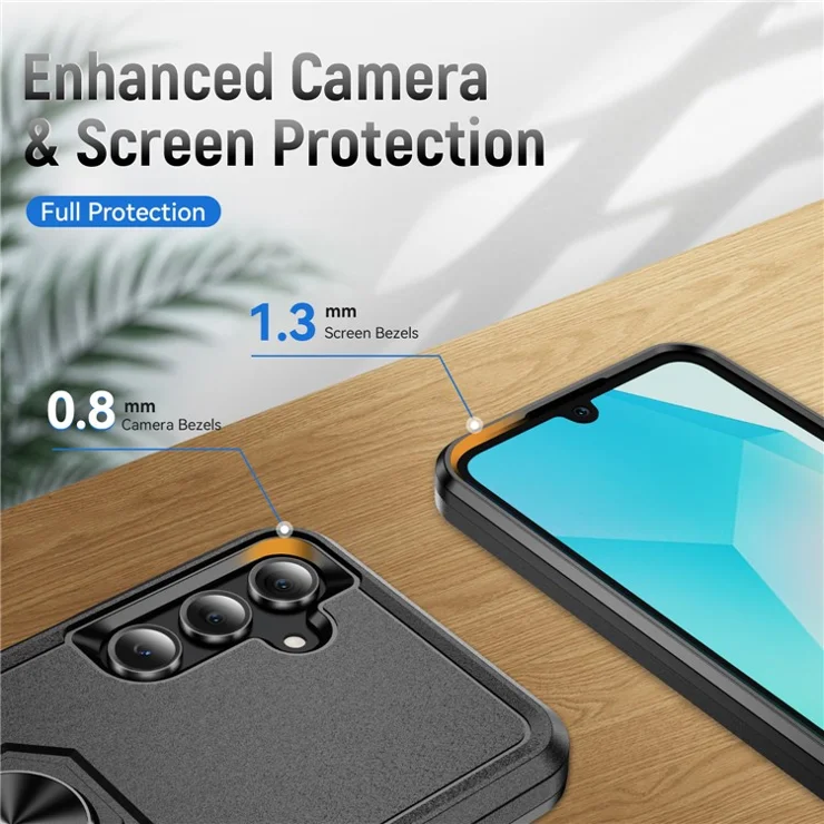 For Samsung Galaxy A16 5G / 4G Case Military Grade Ring Kickstand PC + TPU Phone Cover - Black