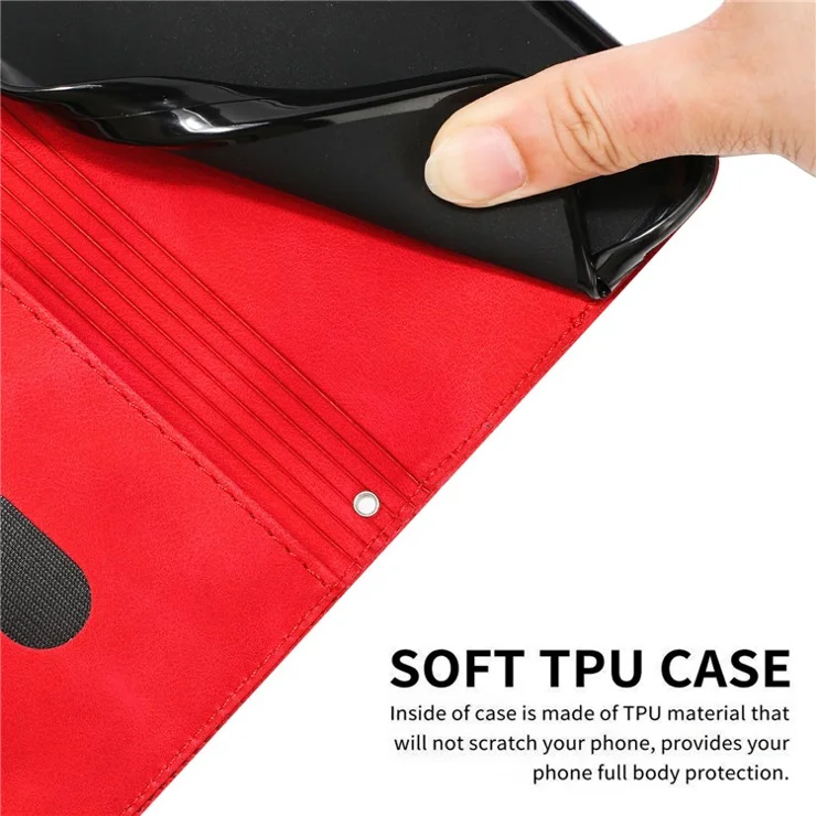 For Oppo Reno13 F 5G Case Handbag Imprinted Triangle Leather Phone Cover - Red