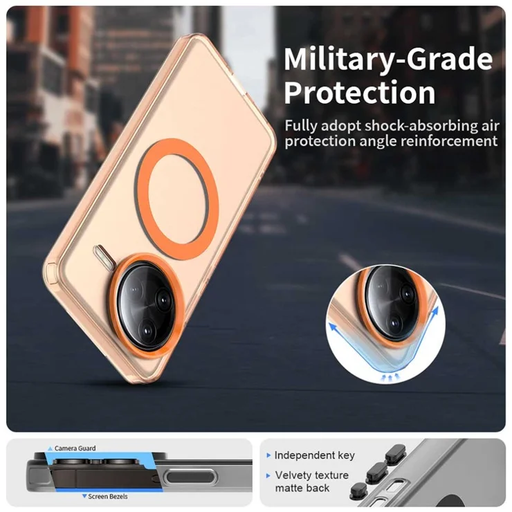 For Xiaomi Poco F7 Ultra 5G / Redmi K80 Pro 5G Case Compatible with MagSafe Anti Drop Hybrid Phone Back Cover - Orange