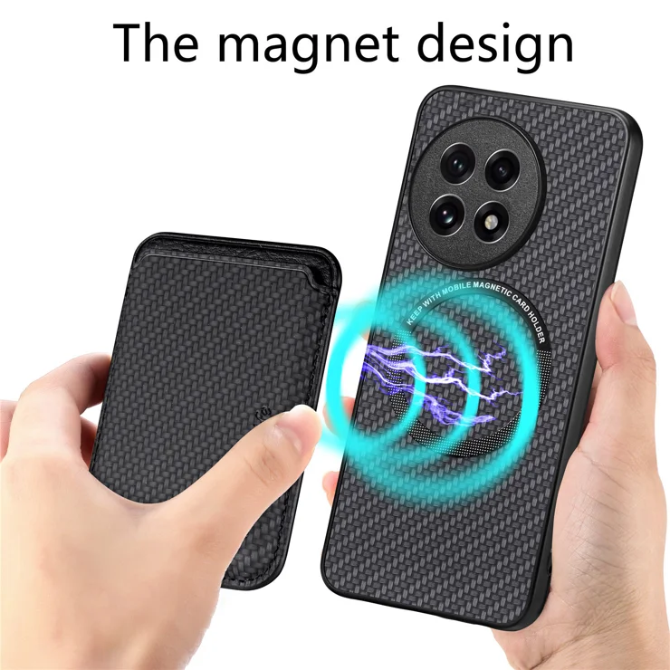 For OnePlus Ace 5 5G / Ace 5 Pro 5G / 13R 5G Case Magnetic Detachable Card Holder Phone Back Cover - Black