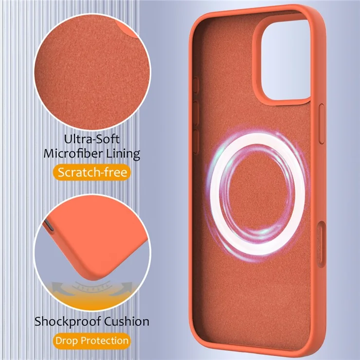 Bulk Purchasing For iPhone 16 Pro Max Case Compatible with MagSafe Anti-Drop Liquid Silicone Phone Cover - Orange