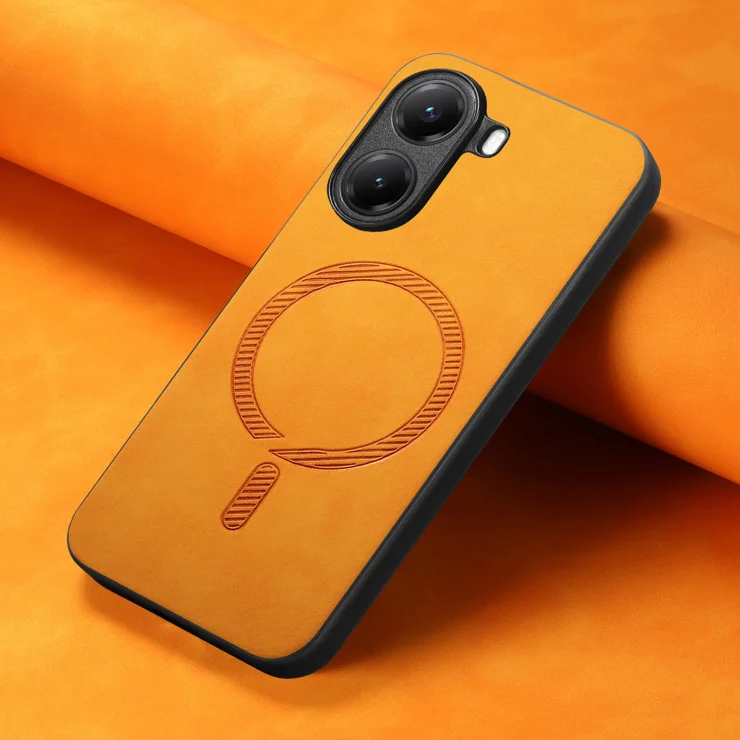 For Xiaomi Redmi Turbo 4 5G Leather Back Case Compatible with MagSafe Skin-touch Phone Cover - Yellow