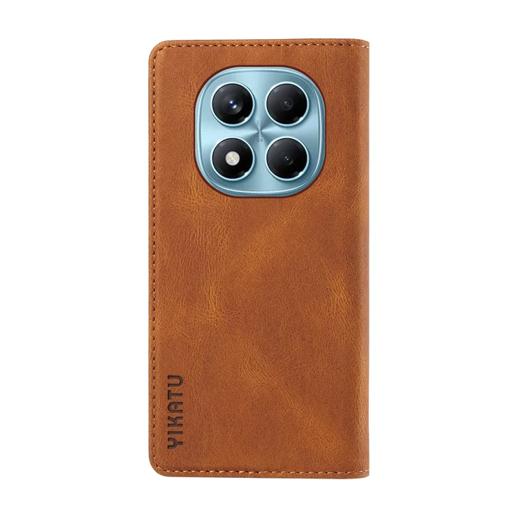 For Xiaomi Redmi Note 14 Pro 4G Leather Cover YIKATU YK-004 Skin-Touch Wallet Phone Cases - Brown