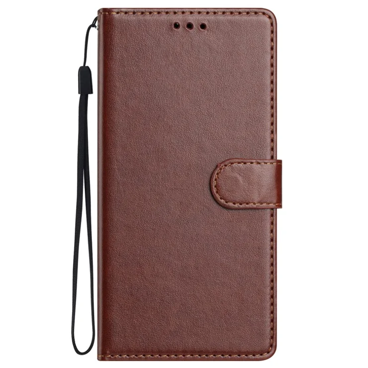 For Honor Magic7 Pro 5G Leather Case Wallet Stand Phone Cover with Handy Strap - Brown