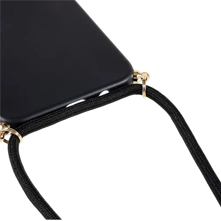 For Samsung Galaxy S25 Case Biodegradable Wheat Straw+TPU Phone Cover with Long Lanyard - Black