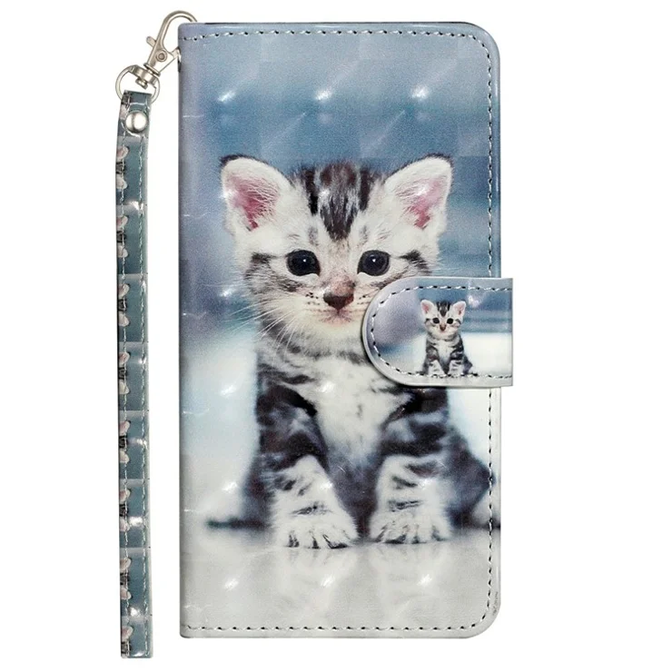 For iPhone 16e Case 3D Pattern Printed Phone Leather Phone Cover - Cat