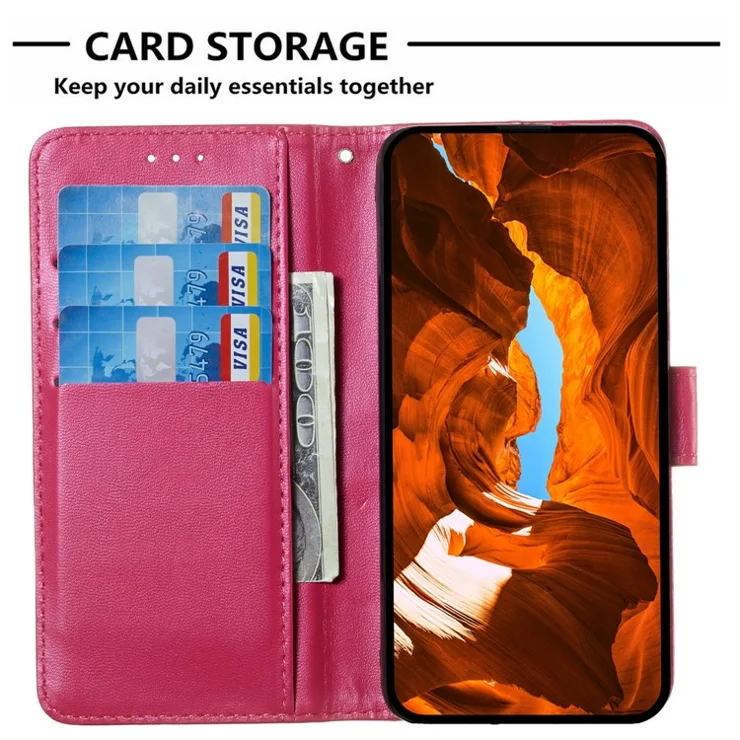 For Honor Magic7 Pro 5G Case PU Leather Flip Phone Cover Wallet Card Slot Holder - Rose