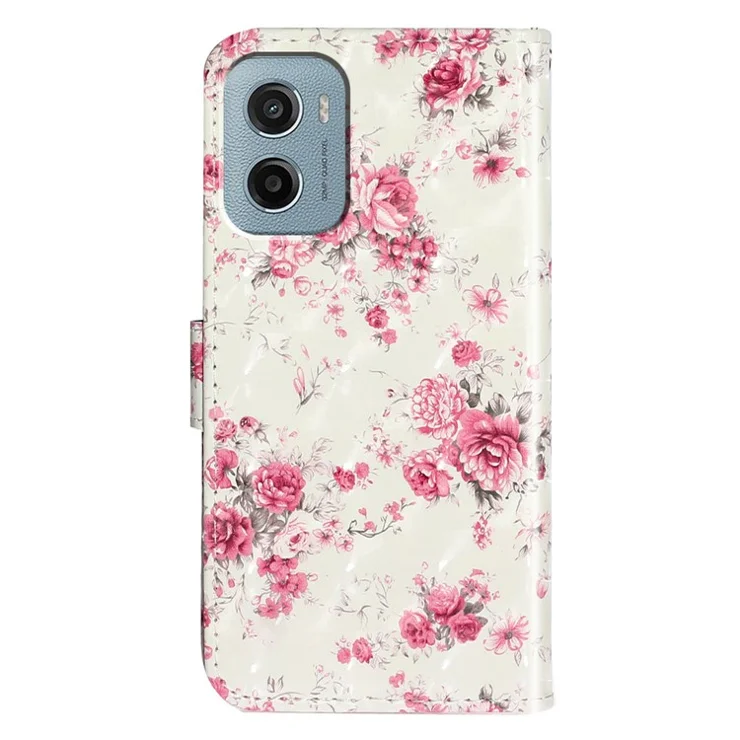Wallet Case for Motorola Moto E15 4G / G05 4G 3D Pattern Printed Leather Phone Cover - Roses