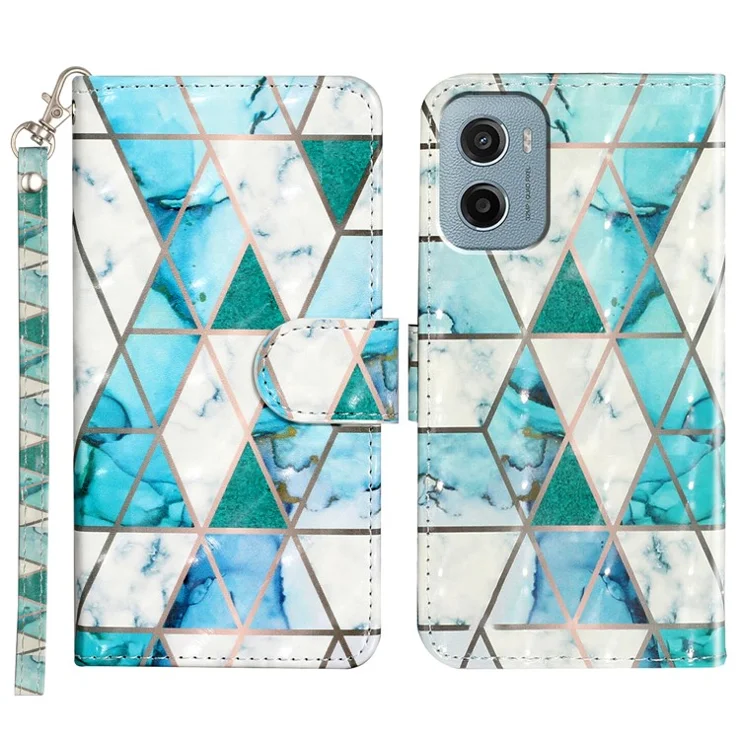 Wallet Case for Motorola Moto E15 4G / G05 4G 3D Pattern Printed Leather Phone Cover - Splicing