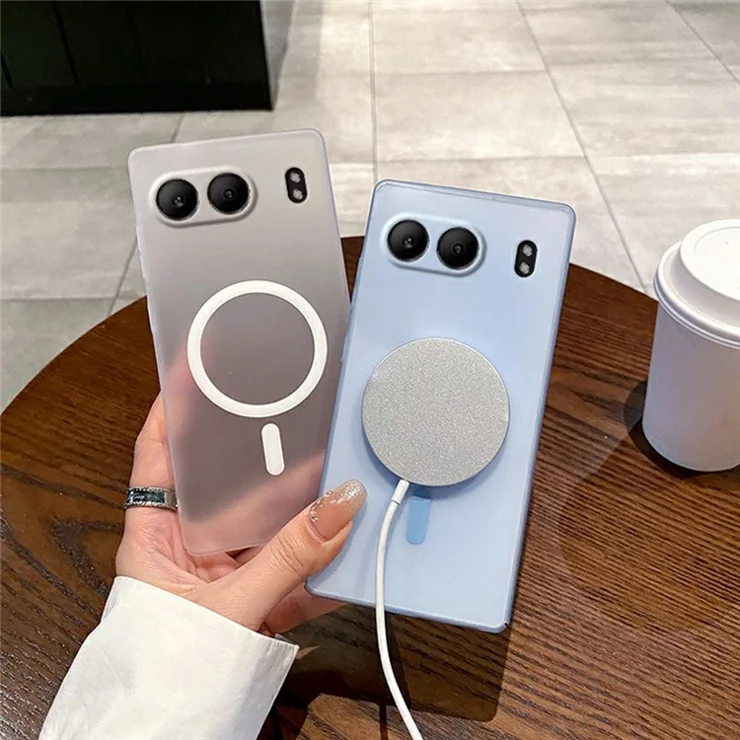 For OnePlus Nord 4 Magnetic Case Compatible with MagSafe Frosted PC Phone Cover with Camera Lens Protector - Titanium Grey