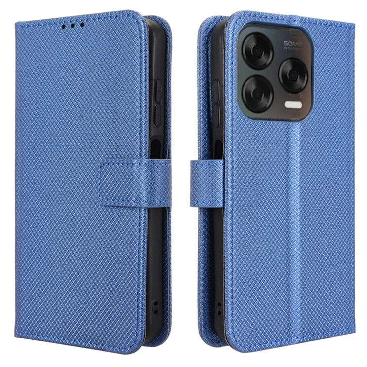 Phone Case For ZTE Blade V70 Design / nubia V70 Design / Blade V70 Vita PU Leather Diamond Texture Wallet Cover - Blue