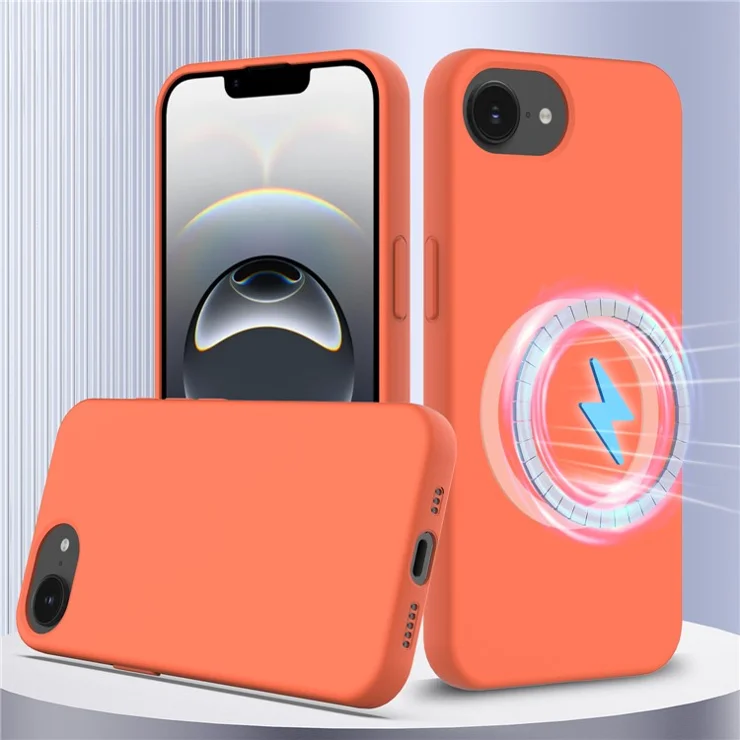For iPhone 16e Case Compatible with MagSafe Anti-Drop Liquid Silicone Phone Cover - Orange