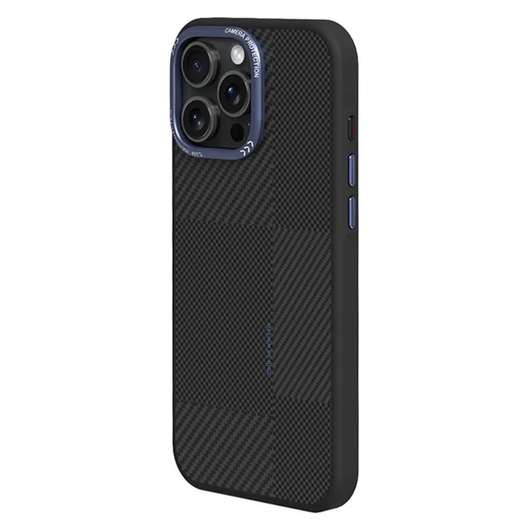 For iPhone 16 Pro Max Magnetic Case Textured TPU PC Phone Back Cover Anti Fingerprint Shockproof - Blue