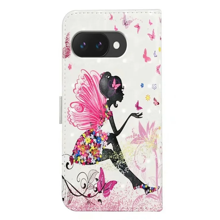 For Google Pixel 9a Case 3D Creative Pattern PU Leather Stand Phone Cover - Girl