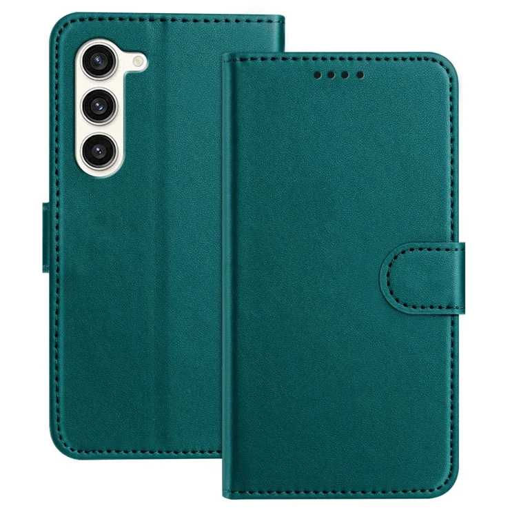 For Samsung Galaxy S23 Leather Case Wallet Stand Solid Color Anti Drop Phone Cover - Green For Samsung Galaxy S23 Leather Case Wallet Stand Solid Color Anti Drop Phone Cover - Green