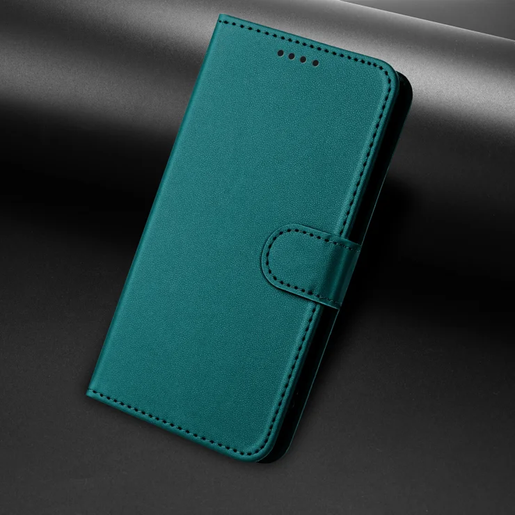 For iPhone 13 6.1 inch / iPhone 14 Leather Case Wallet Stand Solid Color Anti Drop Phone Cover - Green