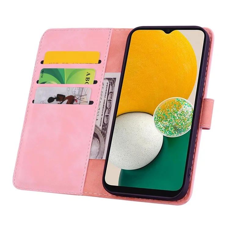 For Samsung Galaxy A56 5G Case PU Leather Wallet Flip Phone Cover Flower Imprinted - Pink