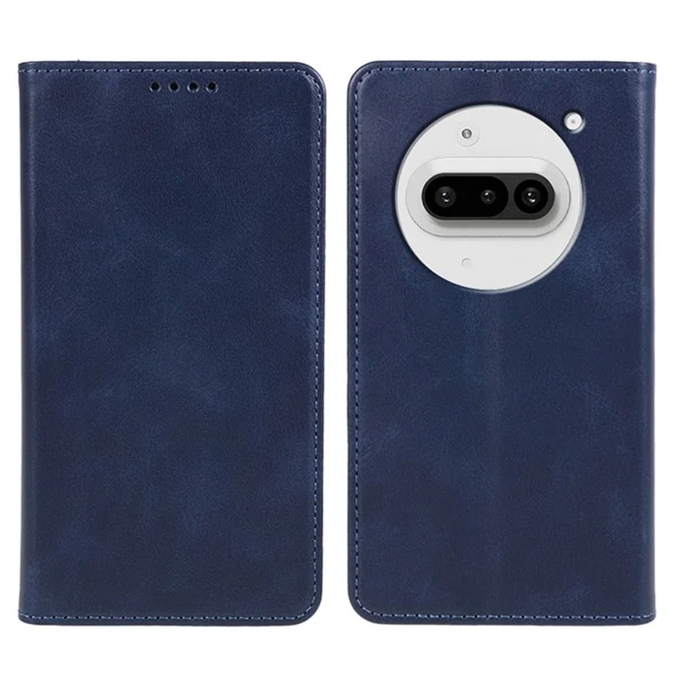 For Nothing Phone (3a) Case Strong Magnetic PU Leather Phone Cover Calf Texture - Blue