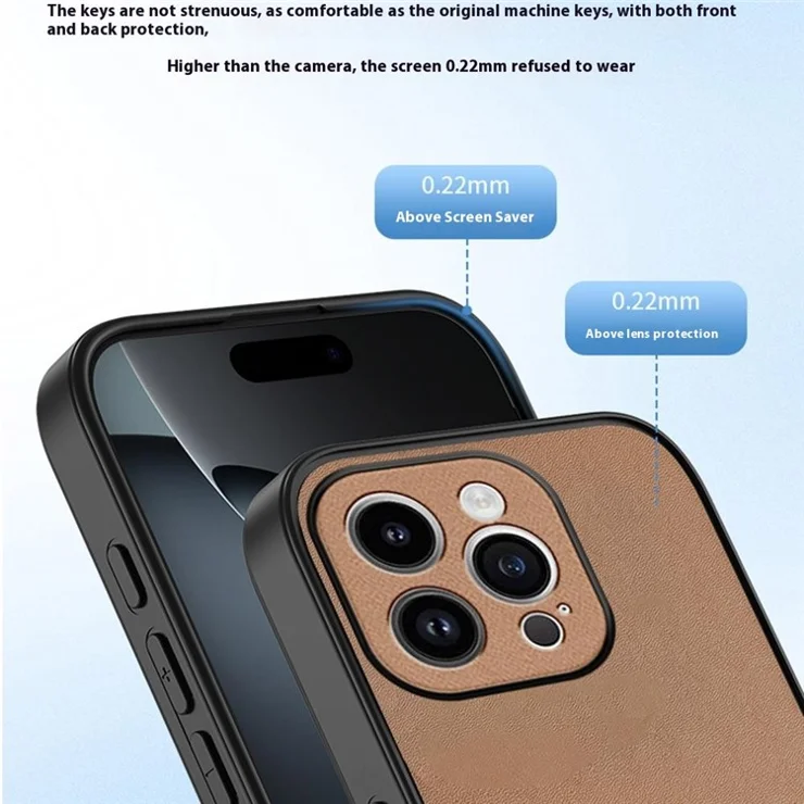 For iPhone 15 Pro Case Compatible with MagSafe Kickstand PC + TPU + PU Phone Cover - Black