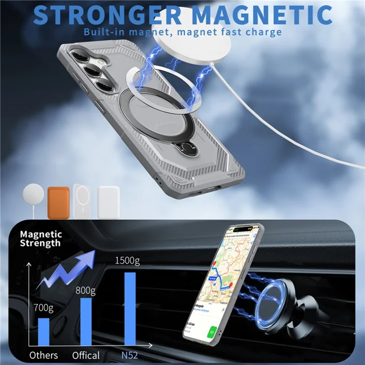 For Samsung Galaxy S25 / S24 Case Compatible with MagSafe Kickstand TPU + PC Phone Cover - Grey