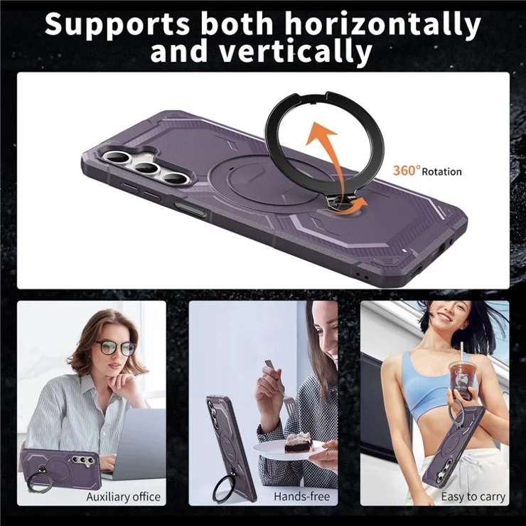 For Samsung Galaxy A14 4G Case Compatible with MagSafe Kickstand TPU + PC Phone Cover - Dark Purple