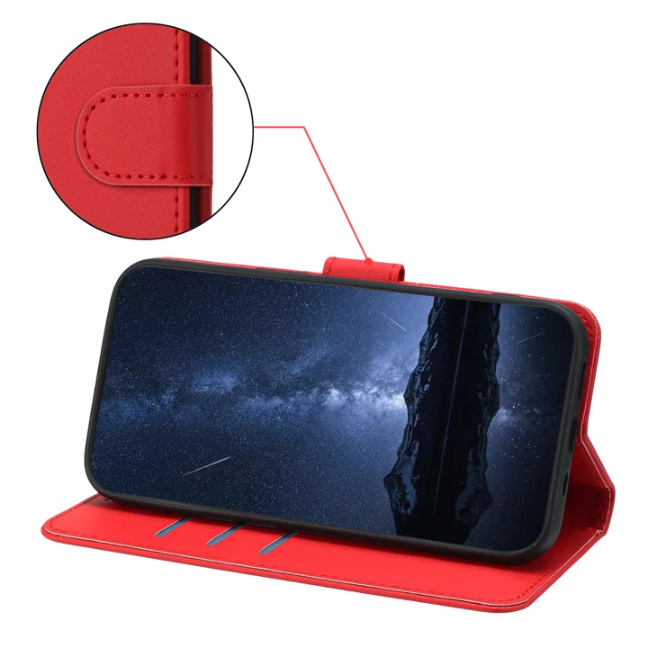 For Honor 200 Pro 5G Leather Case Wallet Stand Solid Color Anti Drop Phone Cover - Red