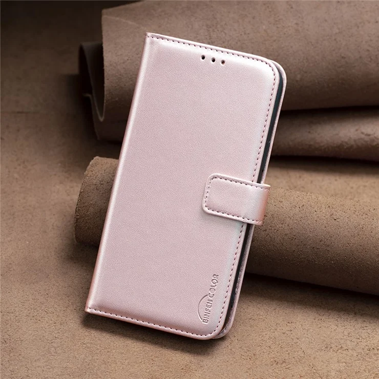 BINFEN COLOR BF17 For vivo Y29 4G Case Wallet Folio Flip Leather Cover - Rose Gold