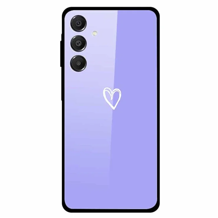 For Samsung Galaxy A16 5G / A16 4G Case Pattern Print Tempered Glass + TPU Phone Back Cover - White Heart