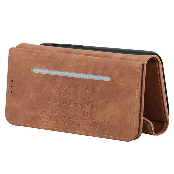 N.BEKUS For iPhone 16e Cases Skin-Touch Leather Wallet Phone Cover with Straps - Brown