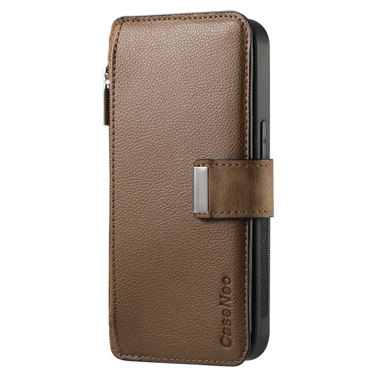 For Samsung Galaxy S24+ Case CASENEO MW-02 Detachable Magnetic Leather Flip Phone Cover - Brown