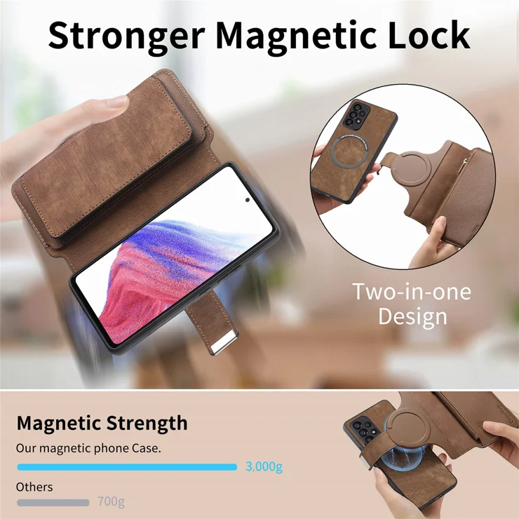 For Samsung Galaxy S24+ Case CASENEO MW-02 Detachable Magnetic Leather Flip Phone Cover - Brown