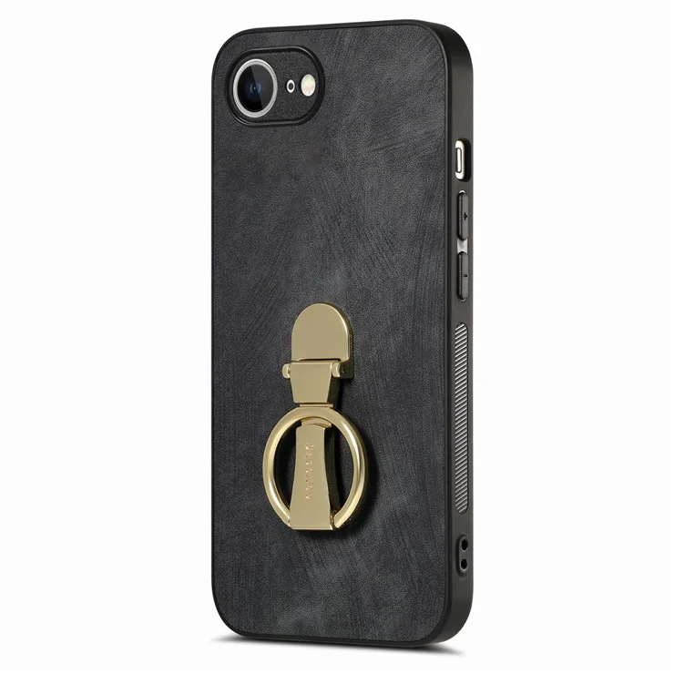 CASENEO D22 For iPhone 17e / 16e Case Folding Kickstand Retro Leather Back Phone Cover - Black CASENEO D22 For iPhone 17e / 16e Case Folding Kickstand Retro Leather Back Phone Cover - Black