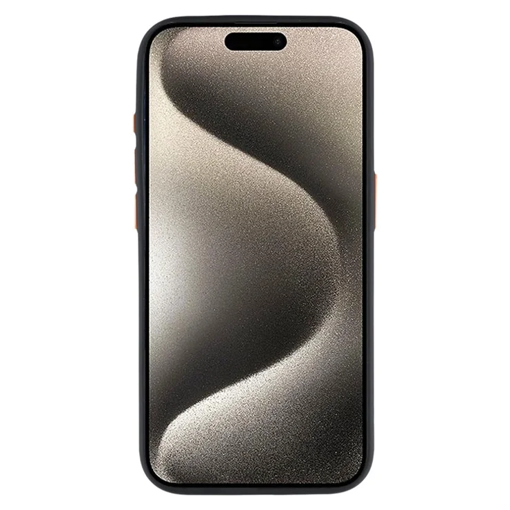 For iPhone 15 Pro Magnetic Case Litchi Texture TPU Phone Cover Compatible with MagSafe - Black / Orange