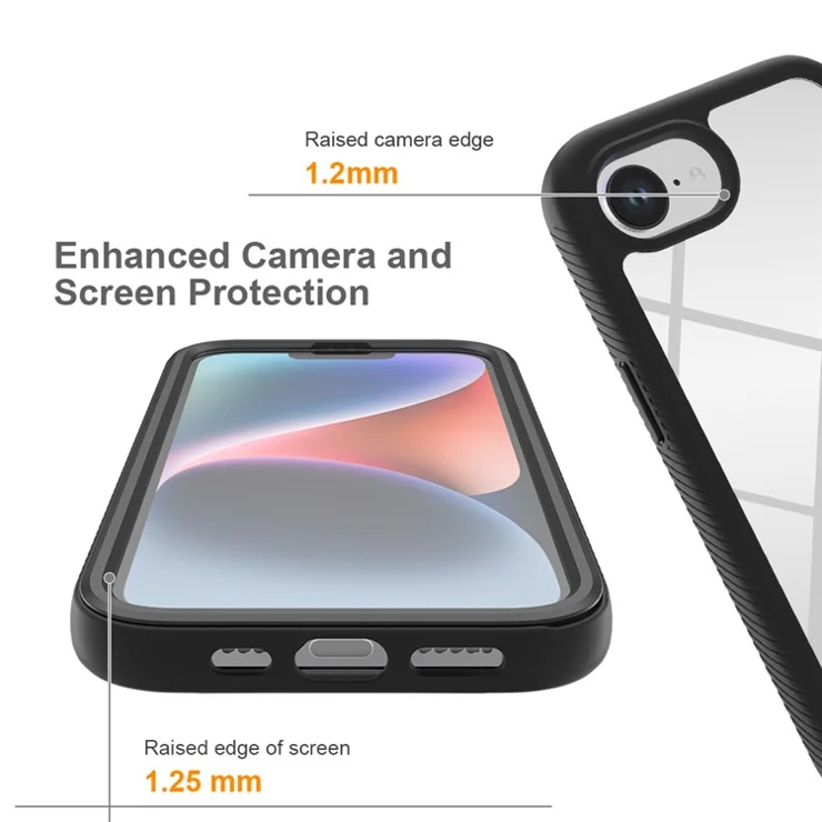 For iPhone 16e Case PC + TPU Protective Phone Cover with PET Screen Film Support Wireless Charging - Baby Blue