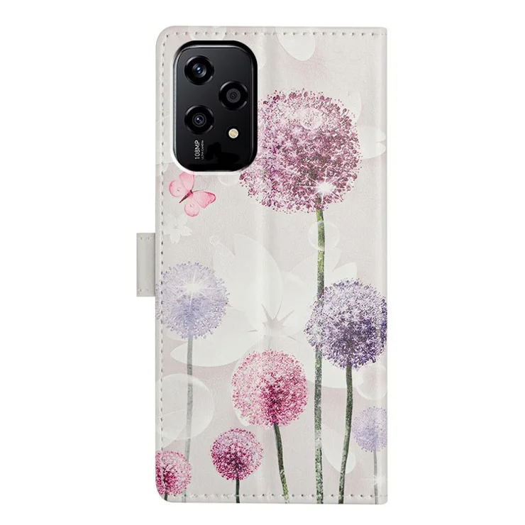 For Honor 200 Lite Wallet Phone Case PU Leather Flip Cover with Stand Card Holder Painted Design - Dandelion