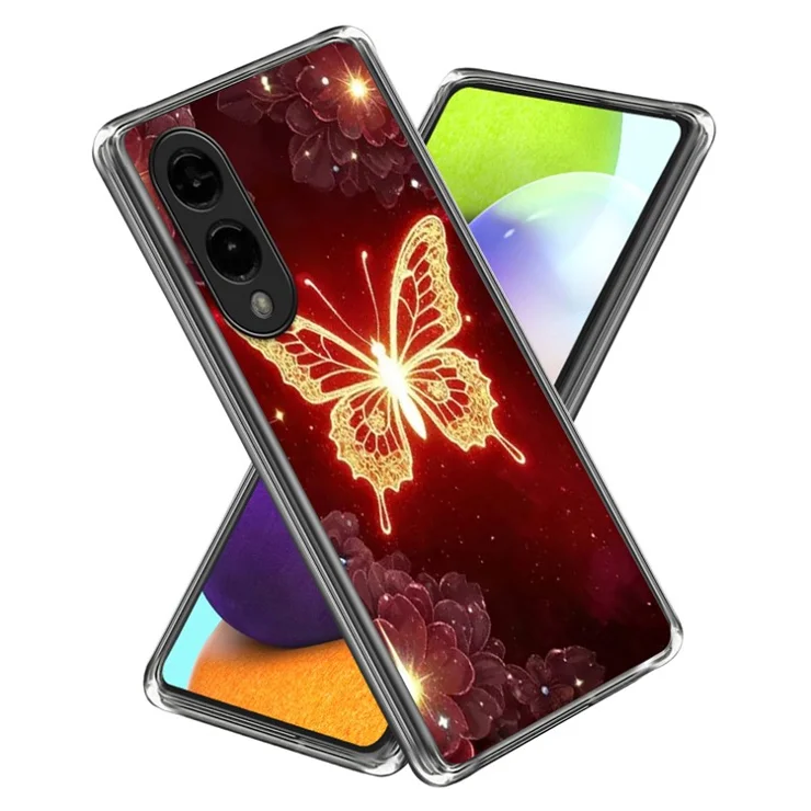For Samsung Galaxy S25 Edge Case IMD Pattern Printed Shockproof TPU Phone Cover - Golden Butterfly