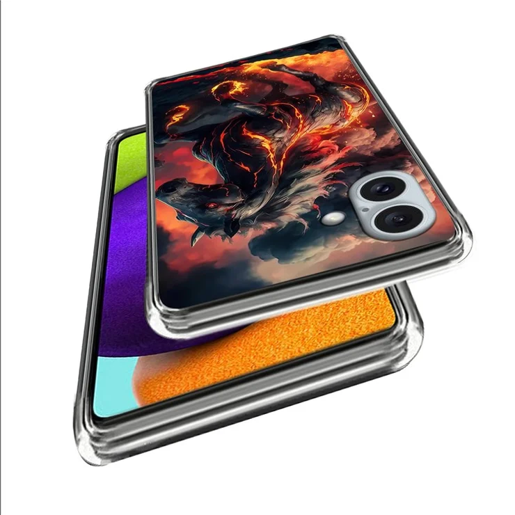 For iPhone 16 Plus Case IMD Pattern Printed Shockproof TPU Phone Cover - Fiery Horse