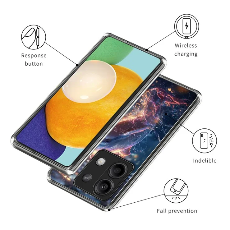 For Xiaomi Redmi Note 13 5G Case IMD Pattern Printed Shockproof TPU Phone Cover - Shark