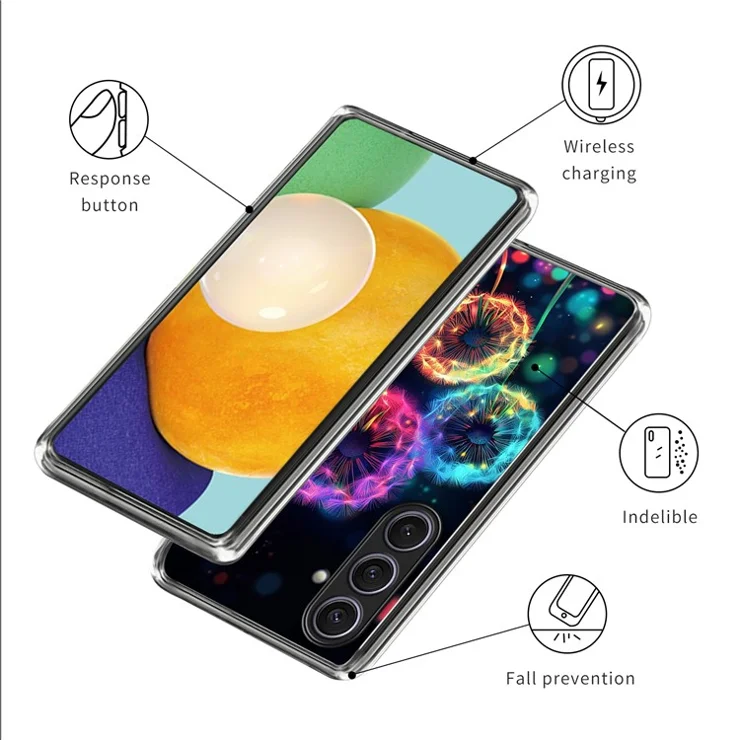 For Samsung Galaxy S25 Case IMD Pattern Printed Shockproof TPU Phone Cover - Colorful Dandelion