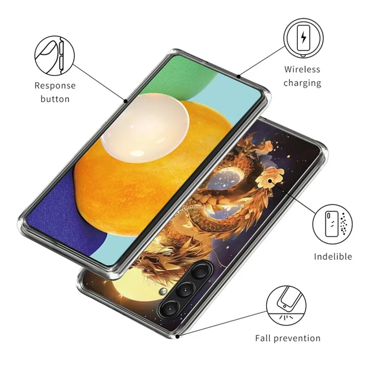 For Samsung Galaxy A16 5G / 4G Case IMD Pattern Printed Shockproof TPU Phone Cover - Golden Dragon