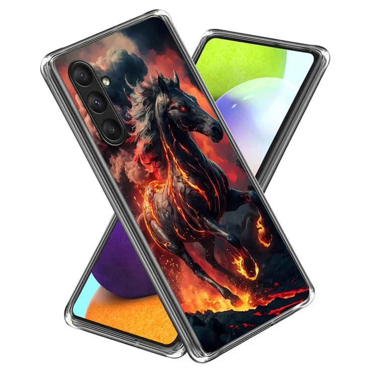 For Samsung Galaxy A24 4G (162.1 x 77.6 x 8.3mm) Case IMD Pattern Printed Shockproof TPU Phone Cover - Fiery Horse