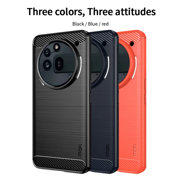 For Nothing Phone (3a) Pro Back Cover MOFI Brushed Texture Carbon Fiber Soft TPU Case - Blue