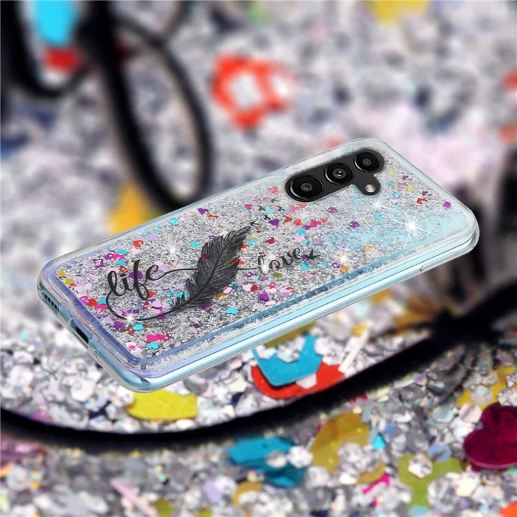 For Samsung Galaxy A26 5G Case Floating Quicksand Pattern Soft TPU Back Cover - Feather