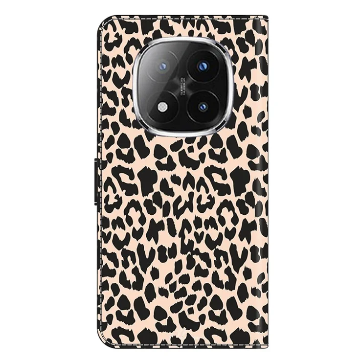 For Xiaomi Redmi Note 14 Pro+ 5G Case with Card Slot Pattern Printed TPU+PU Leather Flip Phone Cover - Leopard Print