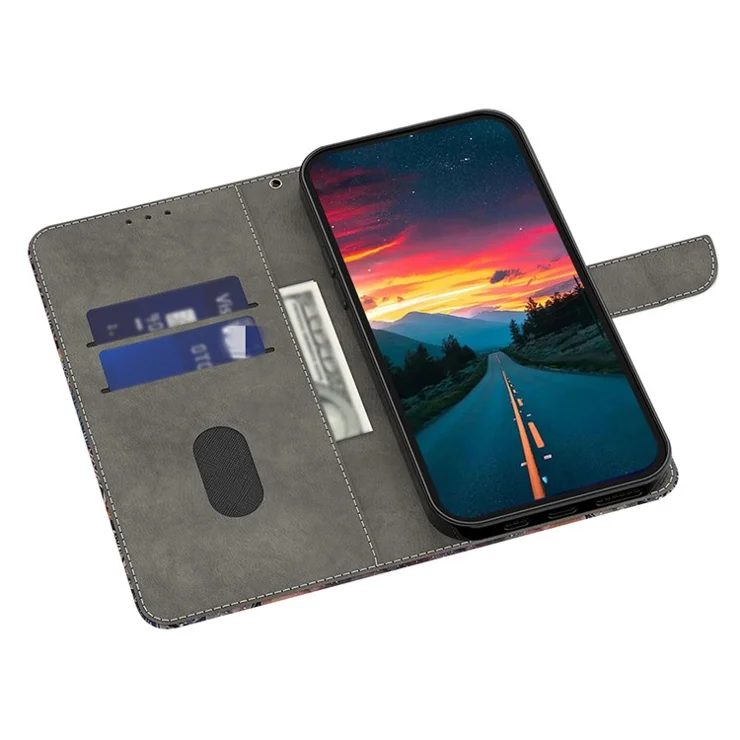 For Xiaomi Redmi Note 14 Pro 5G Case with Card Slot Pattern Printed TPU+PU Leather Flip Phone Cover - Gyro Flower