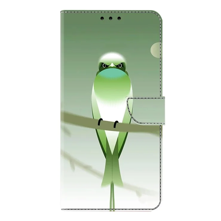 For Xiaomi 15 Pro Case PU Leather Wallet Phone Cover with Stand - Green Bird